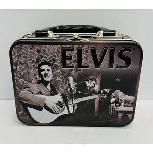 Vandor Vintage Elvis Presley Signature Black White Live Tin Tote Lunch Box 2003